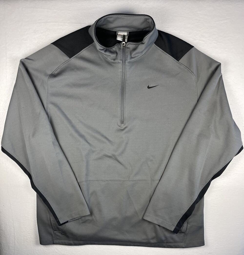 Nike Therma-Fit Men’s XL 1/4 Zip Pullover Gray Black Training Sweatshirt